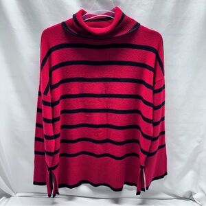 Wonderly Red and Black Striped Turtleneck Sweater Size Large